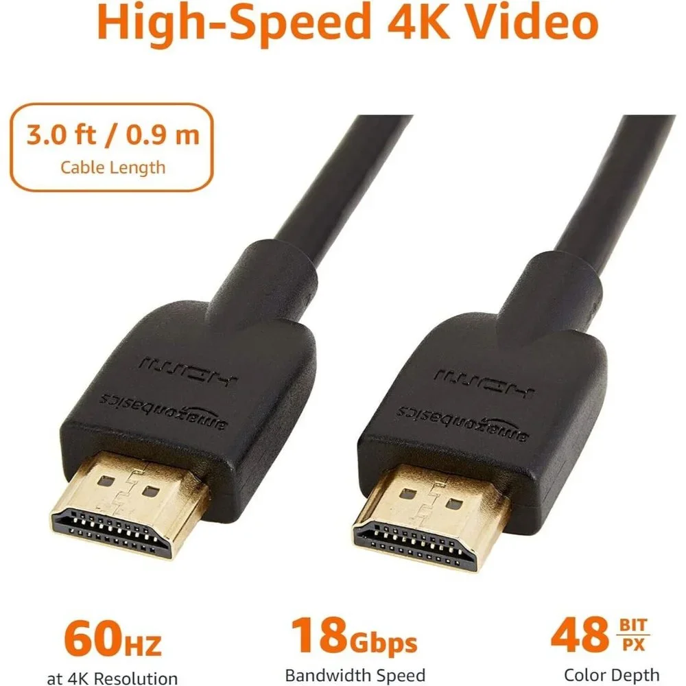 2PK AMAZON BASICS HDMI CABLE 3FT LONG VALUE PACK HIGH PERFORMANCE